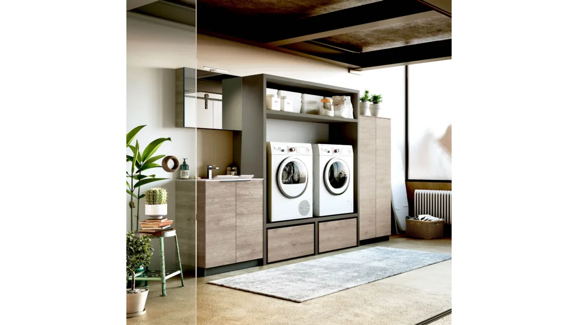 Mobile da Bagno per lavanderia in laminato e HPL Laundry 05 di Puntotre