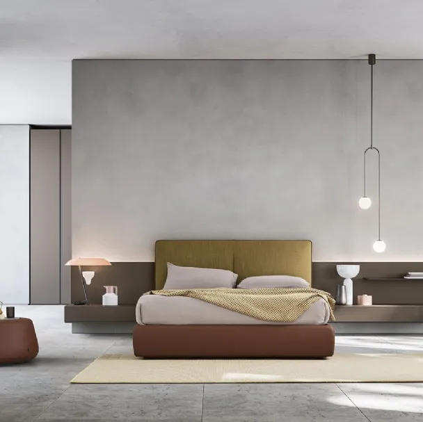 Letto in tessuto con boiserie Suite System 2 di Alf Da Frè