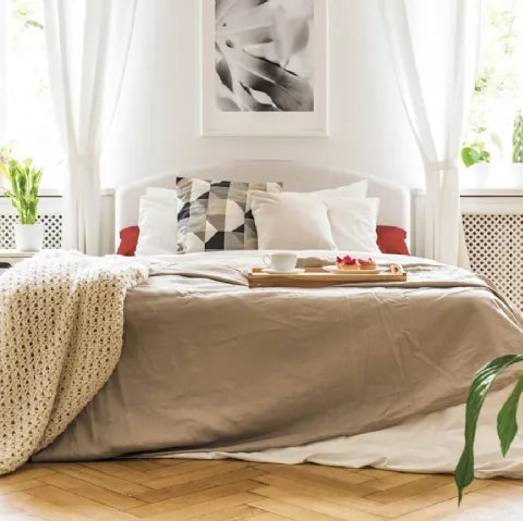 Letto Domingo in tessuto con testiera di Milano Bedding